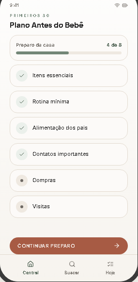 Tela demonstrativa: PLANO ANTES DO BEBÊ